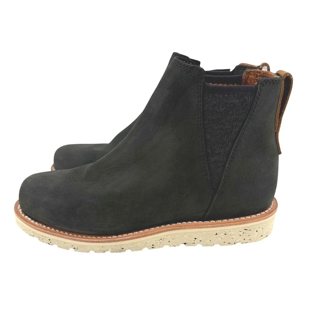 Irish Setter Fifty A3929 Womens Black Leather Wedge Sole Chelsea Boots 8.5W NEW